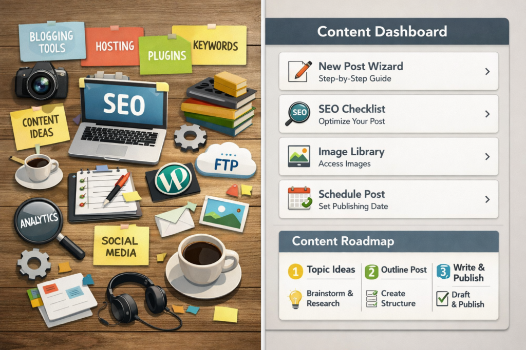 Wealthy Affiliate vs Blogging: simple-guided-dashboard-and-content-roadmap