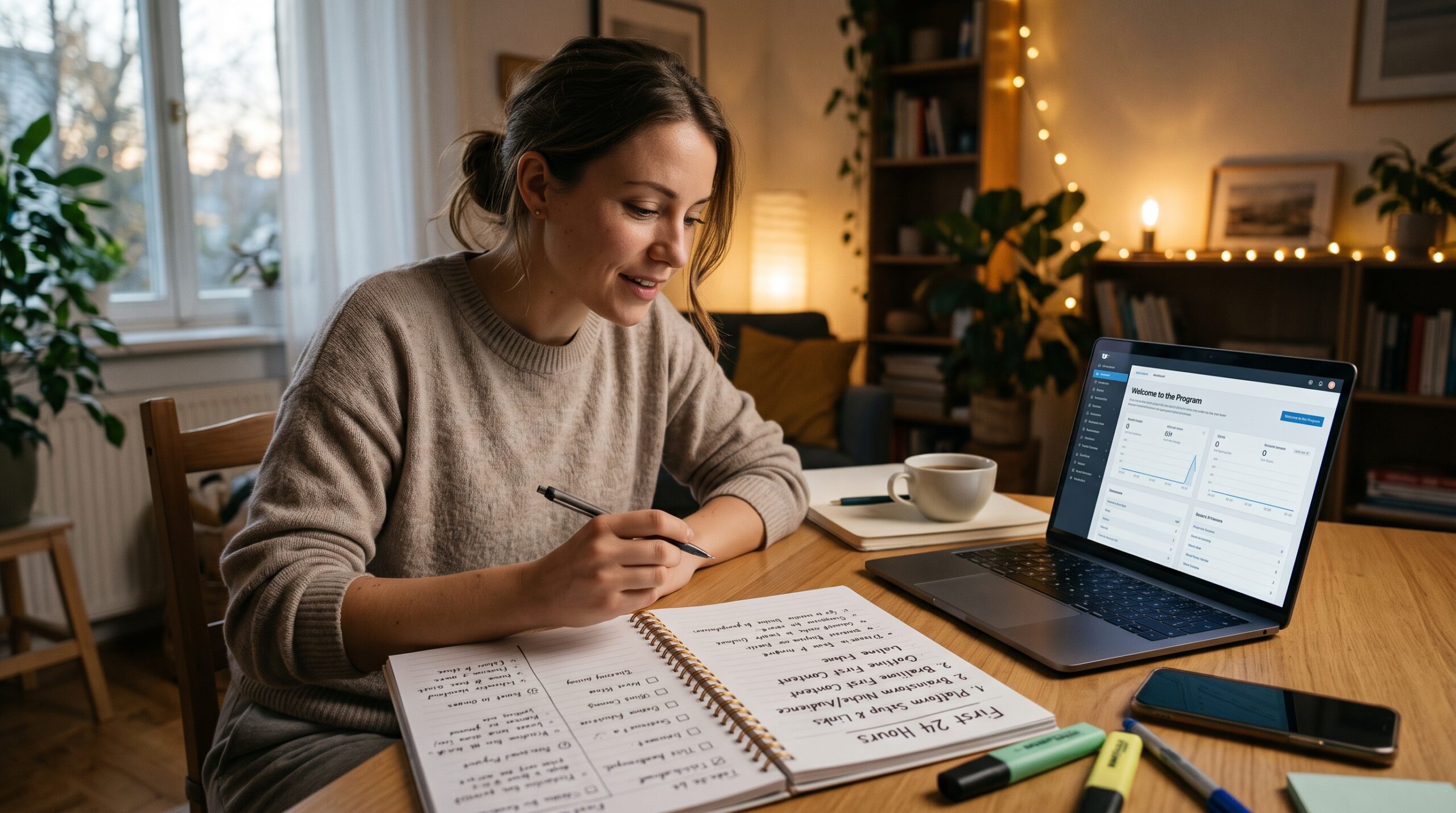 Beginner planning her first 24 hours after joining an affiliate marketing platform